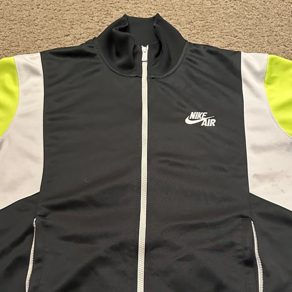Nike Air Mens Full Zip Track Jacket Colorblock Black White Neon Yellow Size XL - Picture 3 of 10